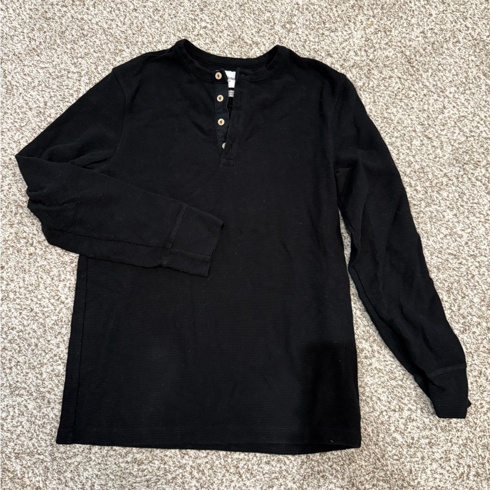 Black Long Sleeve Henley Shirt